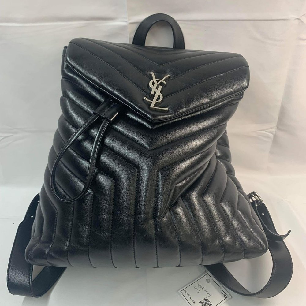 Saint Laurent Calfskin Y Quilted Monogram Medium Loulou Backpack Asphalt - Picture 2 of 16